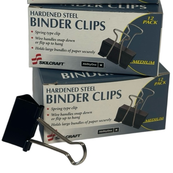 SKILCRAFT hardened steel binder clips 4 Boxes NIB - Picture 2 of 5